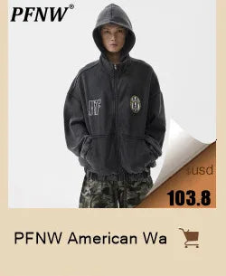 PFNW Spring New Men's Casual Hooded Hoodies Fashion High Street Loose Spliced Sports Unisex Versatile Y2k Vintage Coats 28A3524