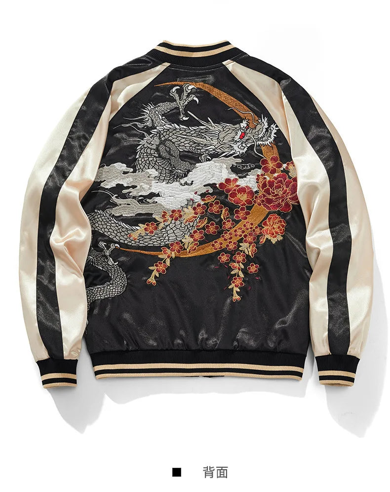 PFNW  High Quality Dragon Chinese Style Embroidery Jacket Men's Loose Spring 2025 New Zipper Coat Tide Oversized Tops 28W5896