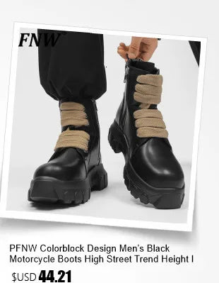 PFNW Niche Colorblock Lace-up Design Black Shoes Men's Spring 2025 New Height Increasing Low-top Men's Boots High Street 28W5767