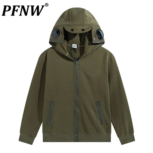 PFNW Spring New Men's Casual Hooded Hoodies Fashion High Street Loose Spliced Sports Unisex Versatile Y2k Vintage Coats 28A3524