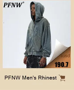 PFNW Spring New Men's Casual Hooded Hoodies Fashion High Street Loose Spliced Sports Unisex Versatile Y2k Vintage Coats 28A3524